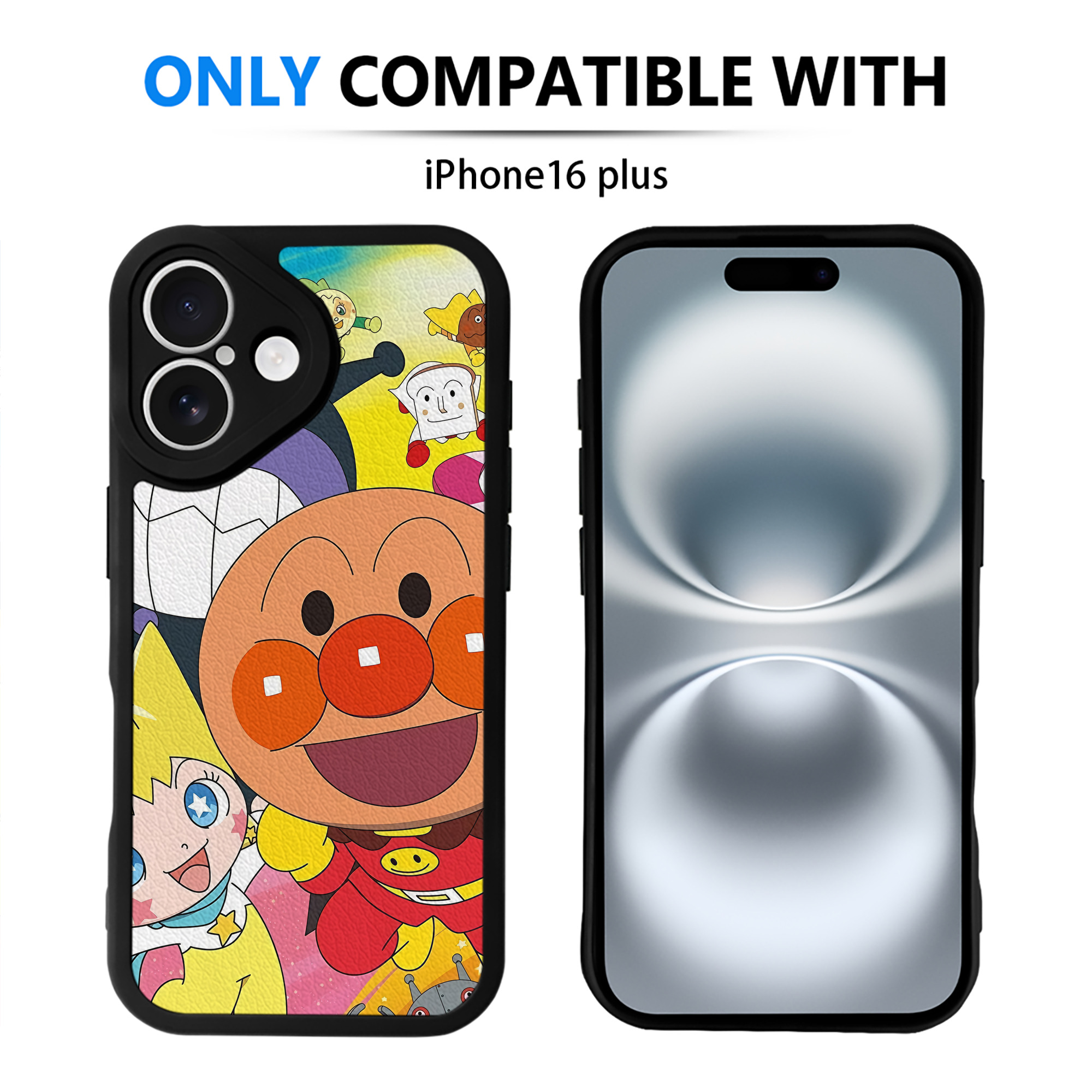 （画像用） アンパンマン Anpanman 【iPhone 16シリーズ対応】シリコンスマホケース（レザー調） 材質：シリコン